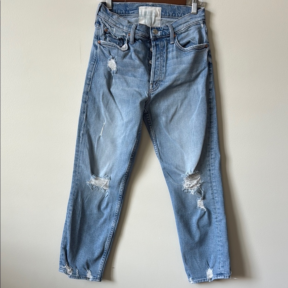 MOTHER Blue Relaxed Vintage Jeans with Authentic Distressing